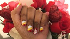 Chiefs Decorations Diy, Chief Nails Kansas City, Superbowl Nails, Kansas City Chiefs Nails Designs, Kansas City Chiefs Nails, Chiefs Nails, Kc Chiefs Nails