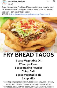 the flyer for fry bread tacos with instructions to make it look like they're ready