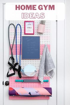 home gym idea for small bedroom Gym Organization Ideas Small Spaces, Pegboard Gym, Tiny Gym, Workout Corner, Peloton Room, Homemade Gym, Exercise Space