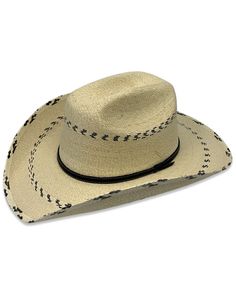 Atwood Pinto Palm Cowboy Hat Casual Straw Hat With Flat Bill For Rodeo, Casual Flat Bill Straw Hat For Rodeo, Adjustable Flat Bill Hat Band For Vacation, Casual Flat Bill Sun Hat For Rodeo, Summer Hats With Sweatband, Adjustable Rodeo Cap, Summer Hats With Sweatband One Size Fits Most, Casual Adjustable Fit Hat For Rodeo, Adjustable Flat Bill Hat For Beach