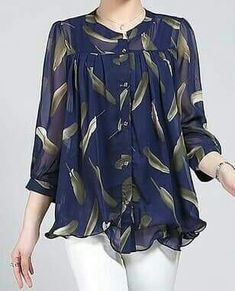 Blus Sifon, Silk Dress Design, Raw Silk Dress, Women Blouses Fashion, Office Fashion Women, Casual Tops For Women, Chiffon Shirt