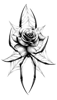 a black and white drawing of a rose