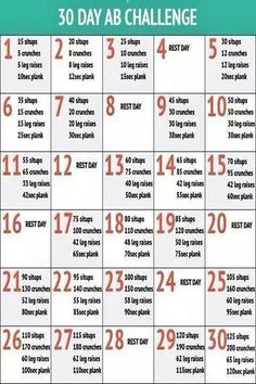 the 30 day ab challenge is shown in red and white with orange numbers on it