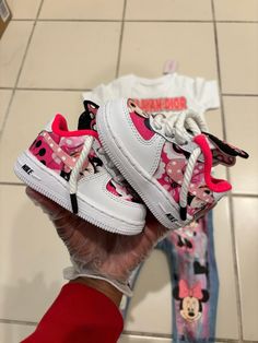 Custom Air Force 1 Pink, Air Force 1 Pink, Customized Sneakers, Sneakers Air Force, Pink Cartoon, Painted Sneakers, Custom Kicks, Cartoon Shoes, Future Mommy