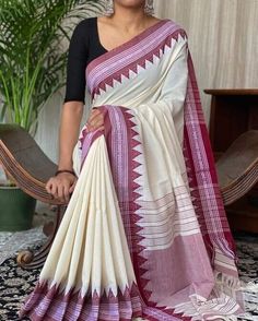 Cotton Sarees Handloom, Khadi Cotton Saree, Saree Sale, Khadi Saree, Durga Puja, Cotton Sarees, Traditional Sarees, Saree With Blouse, Blouse Pattern