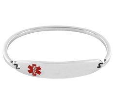 Medic Alert Hinged Bracelet Paw Print Jewelry, Medical Id Bracelets, Medic Alert Bracelets, Medical Bracelet, Ribbon Jewelry, Fair Trade Jewelry, Printed Jewelry, Flip Flop Shoes, Hinged Bracelet