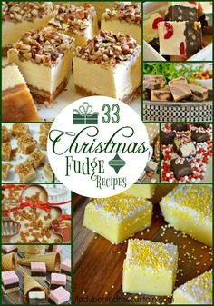 a collage of christmas fudge desserts