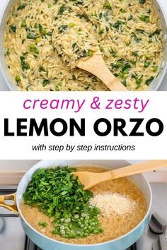 creamy and zesty lemon orzo with step by step instructions