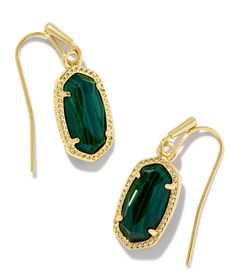 From Kendra Scott&#x2C; these earrings feature: Drop earrings14k gold plated over brassEar wire back closureApprox. 1.1" L x 0.38" WImported. Dichroic Glass Earrings, Stone Drop Earrings, Gemstone Hoop Earrings, Kendra Scott Earrings, Green Malachite, Statement Drop Earrings, Oval Earring, Green Earrings, Kendra Scott Jewelry