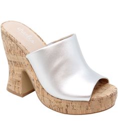 Both bold and simple, this slide sandal makes an impact with a curved block heel that achieves the perfect balance between streamlined and chunky. Size Info• True to Size Details & Care• Microsuede Black, Nude + Manmade Silver• Heel style: Wedge• Toe shape: Rounded• Heel height: 4.5 inch Earthy Vibes, Silver Heel, Ankle Strap Sandals Flat, Fur Heels, Ankle Strap Flats, Black Block Heels, Cork Wedges Sandals, Charles David, Silver Heels