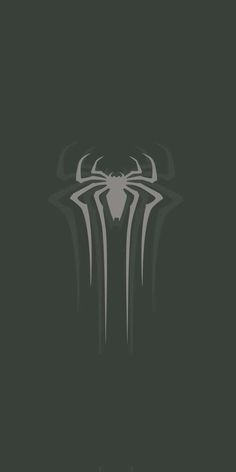 the spider - man logo is shown in black and white on a dark green background