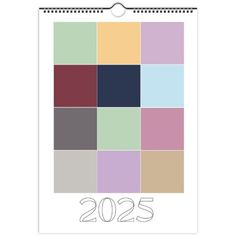 a calendar with the number 2055 on it's front and back cover in various colors