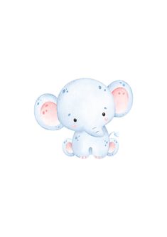 an elephant is sitting on the ground in front of a white background with pink dots