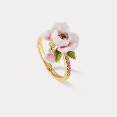 Pink Rose Ring is a flower ring from nature jewelry in Selenichast jewelry store. It is made with 18k gold and enamel paint. It has high quality and a stunning look. This is a good gift for your lover. Amazon Jewelry, Rose Bracelet, Rose Ring, Jewelry Lookbook, Enamel Ring, Flower Accessories, Enamel Paint, Christmas Gift Jewelry, Nature Jewelry