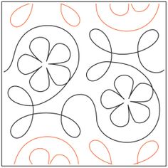 an image of a pattern with flowers and circles on the back of it, which is outlined in orange