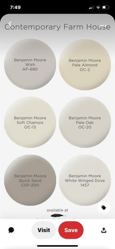 an iphone screen showing the different shades of paint that are available for home decorating