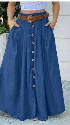 Streetwear Skirt, Casual Maxi Skirt, Womens Long Skirt, Long Skirt Casual, Denim Shorts Outfit, Vintage Long Dress, Sundress Casual, Maxi Rok, Rock Outfit