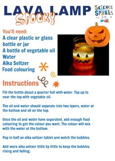 an advertisement for lava lamp with instructions on how to put it in the glass jar