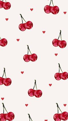 cherries with hearts on a white background