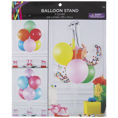 balloon stand with balloons and streamers