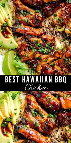 the best hawaiian bbq chicken recipe with avocado and cilantro on top