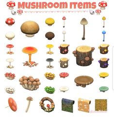 an image of mushroom items for the game