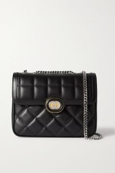 Gucci turned to its storied archives when designing this 'Deco' bag - the contrasting quilting exudes retro charm. Made in Italy from buttery leather, it's accented with the label's signature interlocking 'GG' in '70s-inspired hardware. Slip the chain shoulder strap over everything from blazers to cocktail dresses. 70s Inspired, Quilted Leather, Gucci Bag, Women Collection, Leather Shoulder Bag, Luxury Design, Porter, Dust Bag, Shoulder Strap