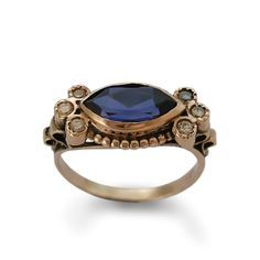 Marquise Sapphire, 14k Gold Wedding Ring, Victorian Ring, Discount Illustration, Ring Sapphire, Vintage Inspired Jewelry, Gold Gemstone Ring, Victorian Rings, Oval Ring