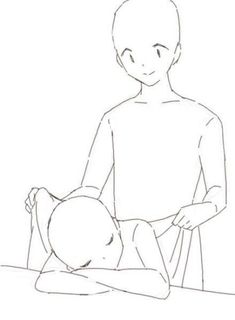 a drawing of a person sitting on the ground with a baby in front of them