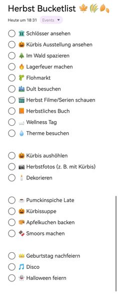 an image of a list with many things to do on it, including pumpkins