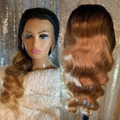 Wig Style: 13x4 Lace Front Wig Hair Texture: Body Wave Wig Length: 22 inch Hair Material: 100% Virgin Human Hair Hair Color: Natural Black/ Gold-Brown 1b/30 Wig Combs: 4 Cap Size: Average Size Size: 22".  Color: Bronze. 22 Inch Hair, Pretty Body, 13x4 Lace Front Wig, Front Hair, Wave Wig, 100 Human Hair Wigs, Beauty Boutique, Body Wave Wig, Color Bronze