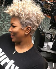 Blonde Curly Hair Black Women Short, Curly Short Pixie Haircut, Ash Blonde Natural Hair Black Women, Tapered Natural Hair Cut, Blonde Natural Hair