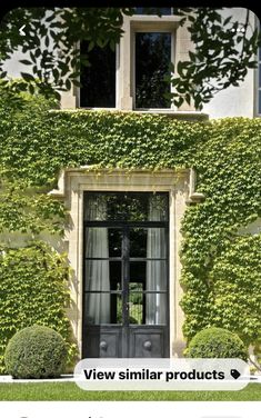 an entrance to a house covered in ivy