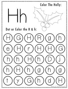 the letter h is for holly coloring page