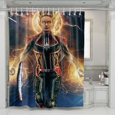 brie larson as captain marvel shower curtains Personalized Shower Curtain, Contour Rug, Mesh Laundry Bags, Shower Rod, Small Bath, Bath Sets, Bathroom Curtains, Curtain Sets, Shower Curtain Sets