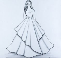 a drawing of a woman in a dress