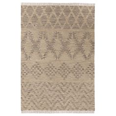 a beige rug with an abstract design on the bottom and side, in different shades