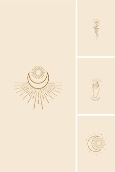 the sun, moon and flower logos