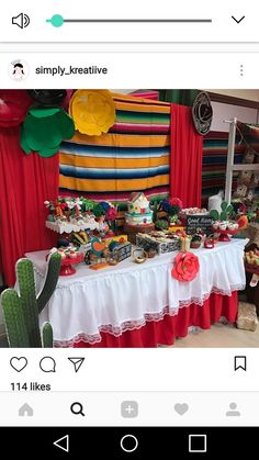 the table is decorated with mexican themed food