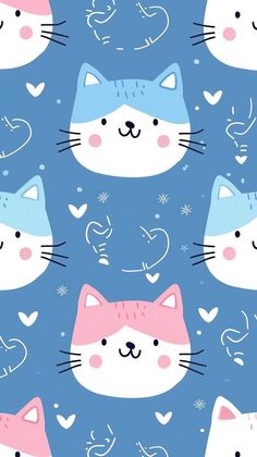 Kitty seamless pattern backgrounds kitten. | premium image by rawpixel.com / Miiruuku Cat Pattern Wallpaper, Wallpaper Snow, Snow Cat, Pink Animals, Cute Wallpaper, Cat Animal, Kitty Wallpaper, Pattern Images, Cat Wallpaper