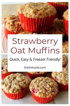 strawberry oat muffins with text overlay