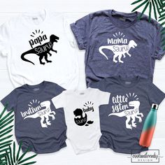 Custom Matching Family Saurus Tshirts, Matching Family Dinosaur Shirts, Birthday Tshirts, Custom Family Saurus Shirt, Funny Birthday Tee. Hi! Welcome to our store. It's good to see you here. Our aim is to offer you first-class clothing in your most beautiful moments with our graphic t-shirts that we designed or designed with your ideas. I am sure you will like our designs for your family, friends and you. IMPORTANT MATTERS FOR ORDERING: 1-) Please check and review all photos. 2-) Our sizes are t Unisex Dinosaur Print Crew Neck Top, White T-shirt With Dinosaur Print For Birthday, Unisex White Top With Dinosaur Print, Family Matching Dinosaur Print Crew Neck T-shirt, White Dinosaur Print T-shirt For Family Matching, Family Matching White Dinosaur Print T-shirt, White Family Matching T-shirt With Dinosaur Print, Family Matching White T-shirt With Dinosaur Print, Funny Cotton Top With Dinosaur Print