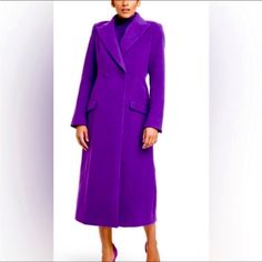 Questions? Leave A Comment Below! Purple Notch Lapel Outerwear For Fall, Eli Saab, Sergio Hudson, Fashion Chanel, Purple Jacket, Royal Purple, All About Fashion, Long Coat, Leave A Comment