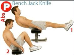 a man is doing exercises on a bench