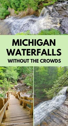 michigan waterfalls without the crowds with text overlay