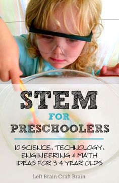 10 STEM (Science, Technology, Engineering and Math) Activities for Preschoolers has great learning ideas for 3-4 year olds. Stem For Preschoolers, Stem Preschool, Stem Activities Preschool, Science Technology Engineering Math, Preschool Stem, Stem Ideas, Block Play, Stem Kits, 5 Senses