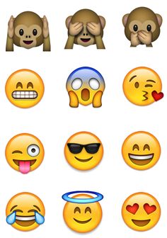 many different emoticions are shown in this image, including the eyes and nose