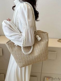 BirdinBag - Versatile Minimalist Straw Shoulder Tote: All-Purpose Travel and Beach Storage Bag Casual Beige Pouch Beach Bag, Casual Beige Pouch Hobo Bag, Casual Beige Pouch Shoulder Bag, Casual Beige Handheld Beach Bag, Beige Lightweight Tote Shoulder Bag, Lightweight Beige Tote Shoulder Bag, Casual Cream Pouch Straw Bag, Casual Cream Straw Pouch Bag, Lightweight Beige Shoulder Bag