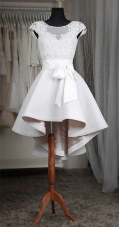 SR1079,Cute Appliques Short Wedding Dresses,White Homecoming Dresses,High Low Short Juniors Dresses · SheRose · Online Store Powered by Storenvy Homecoming Dresses High Low, High Low Party Dresses, Homecoming Dresses For Teens, Wedding Dresses High Low, Homecoming Dresses Lace, Cute Homecoming Dresses, Elegant Cocktail Dress, White Homecoming Dresses, Gaun Fashion