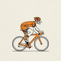 a man riding a bike with an orange helmet